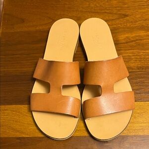 Everlane Brown Leather Slide Sandals, fits size 7.5 USA, leather, made in Italy